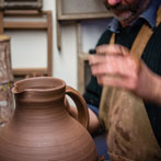 Doug Fitch and Hannah McAndrew making a jug for me